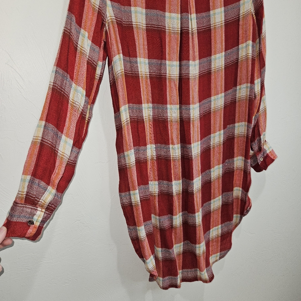 Anthropologie Akemi + Kin Tunic Red Plaid Womens Size Medium Rayon & Wool - Picture 9 of 12